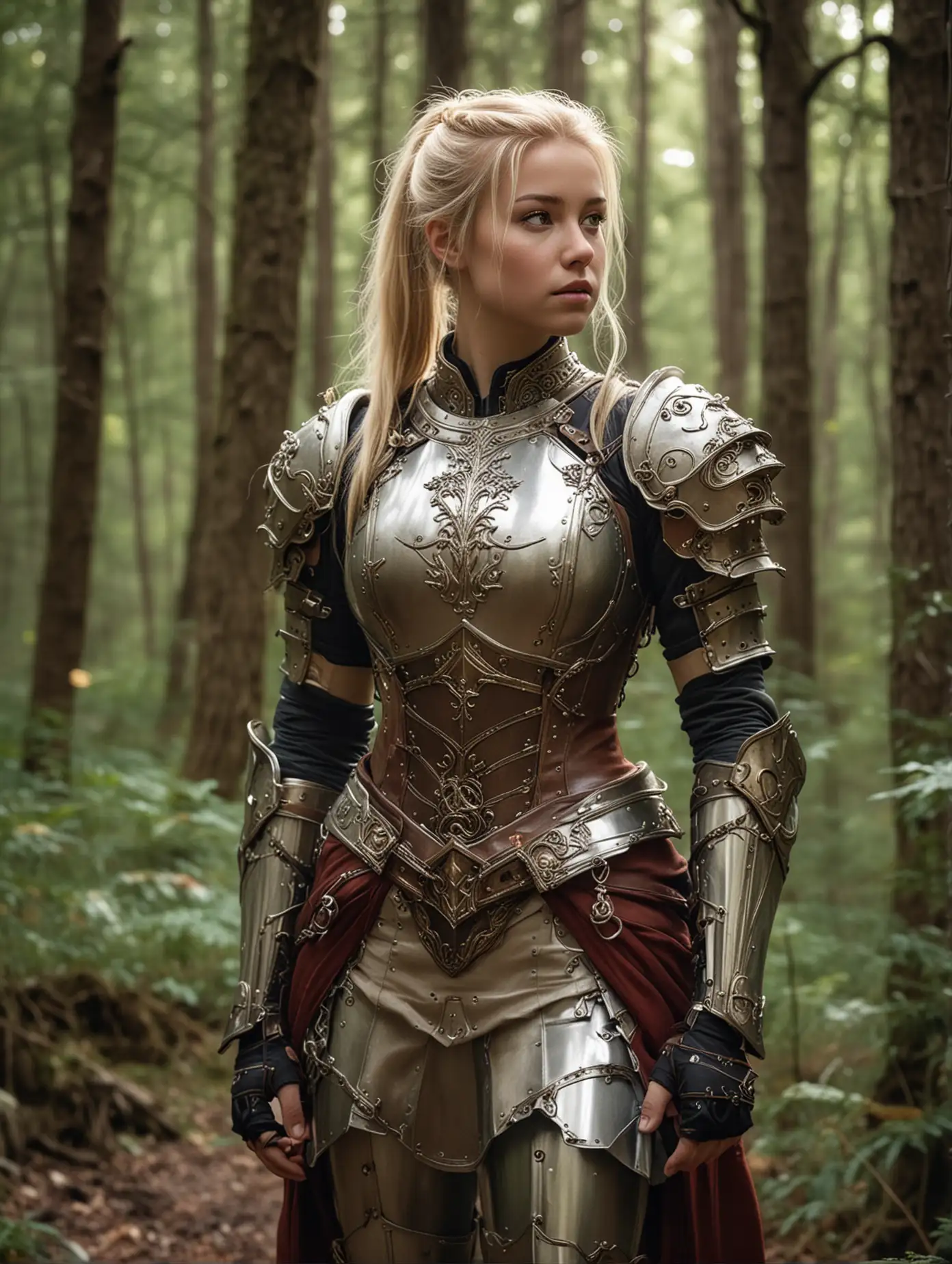 Gorgeous-Young-Adventurer-in-Fantasy-Armor-Exploring-Forest