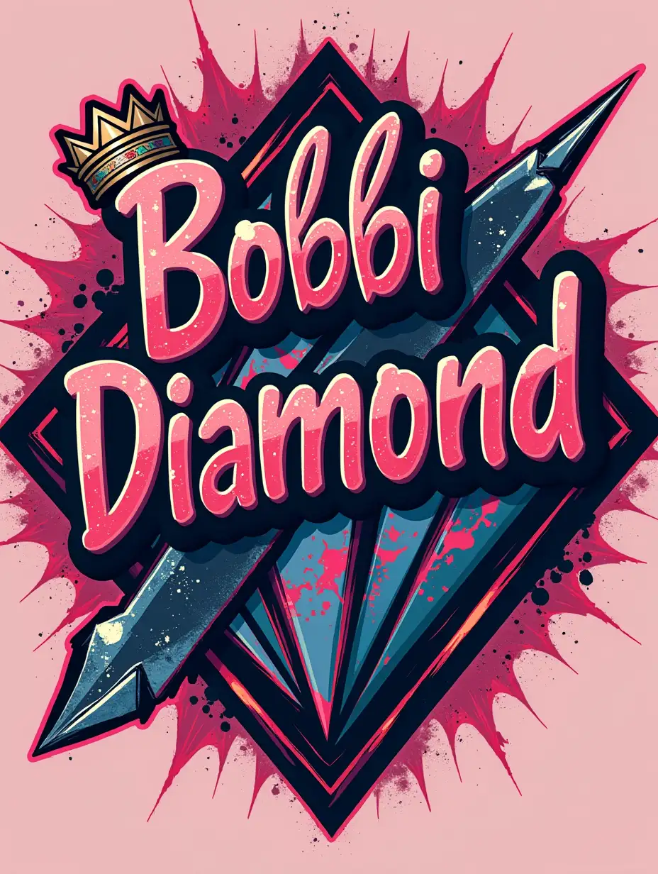 Feminine-Punk-Logo-for-Indie-Wrestler-Bobbi-Diamond-with-Graffiti-Style-Diamond-and-Crown