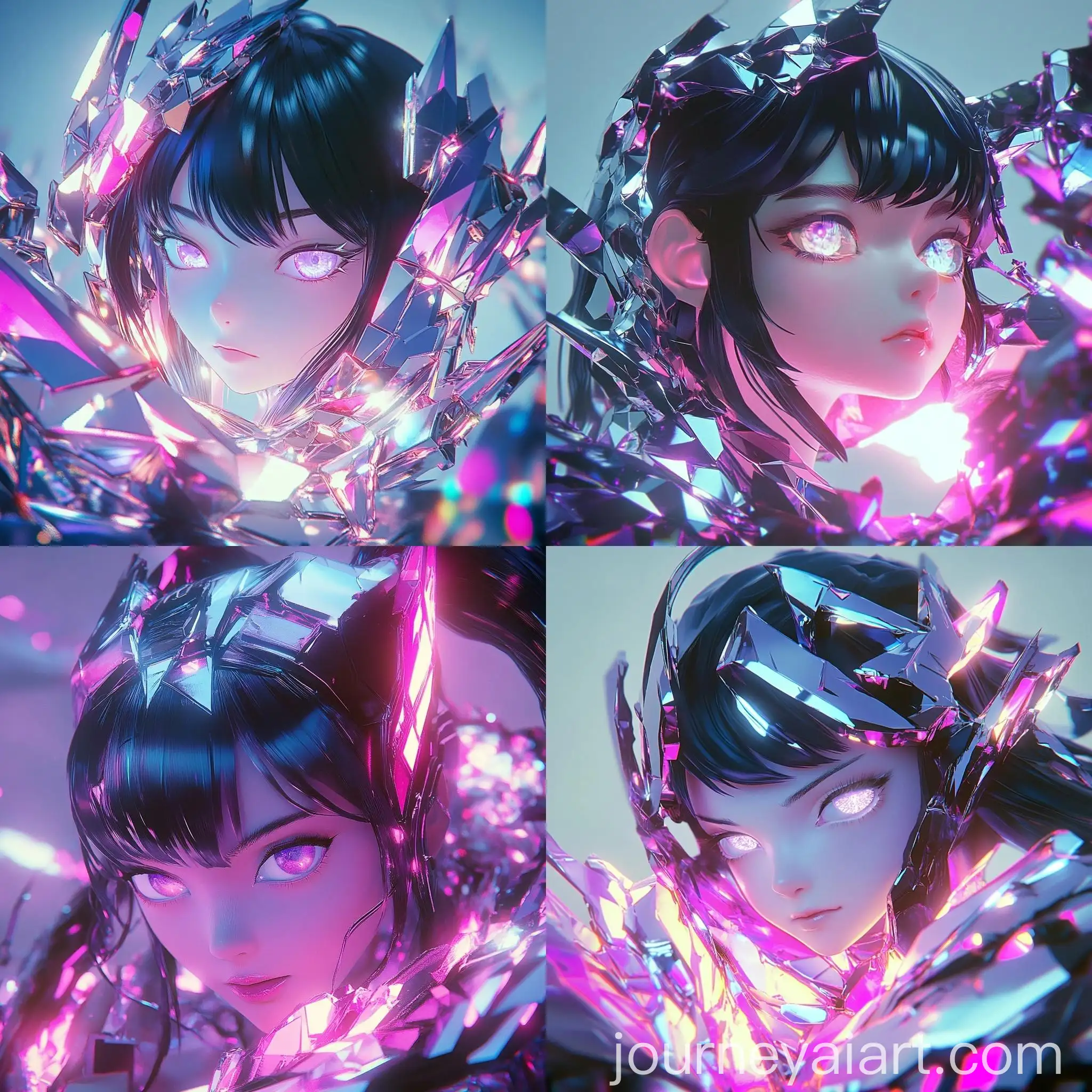 AnimeStyle-Character-with-Crystalline-Metallic-Texture-and-Iridescent-Colors