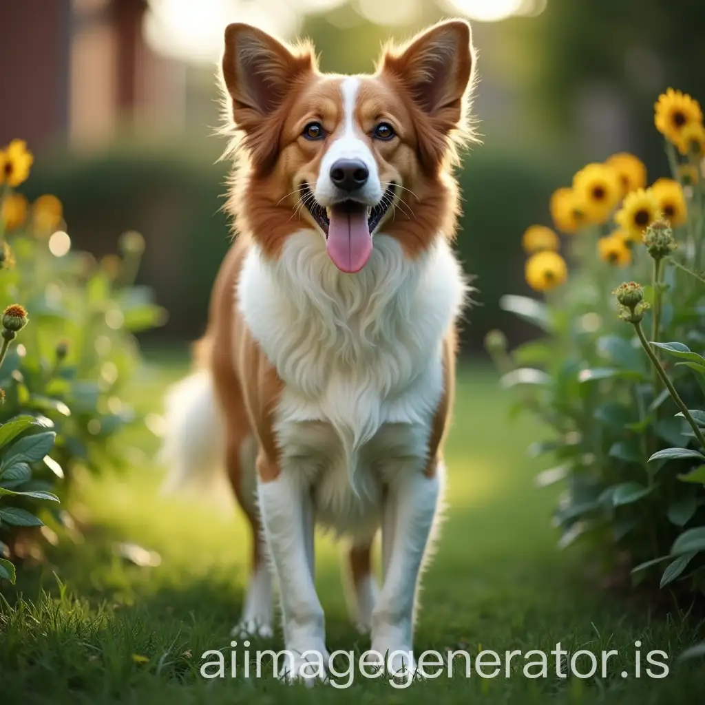 Playful-Dog-in-a-Lush-Garden