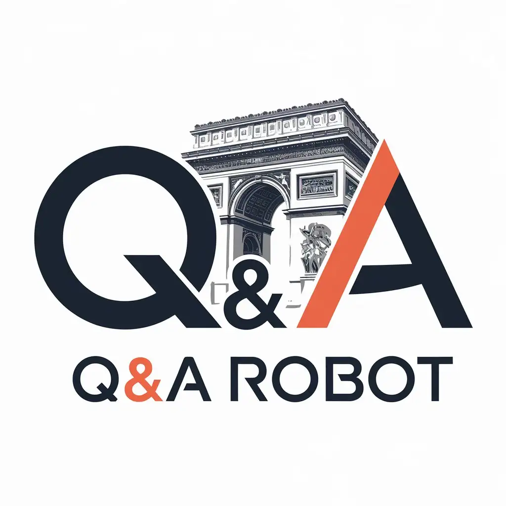 LOGO Design for QA Robot Vector with Arc de Triomphe Minimalist Style Clear Background