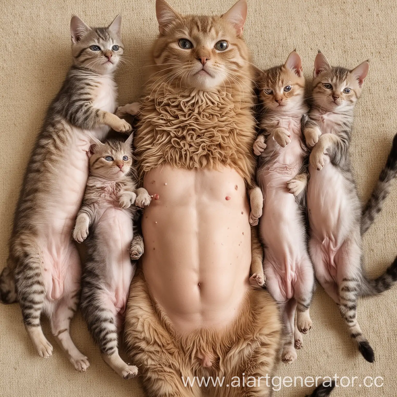 Cat-Covered-in-Nipples-with-Kittens