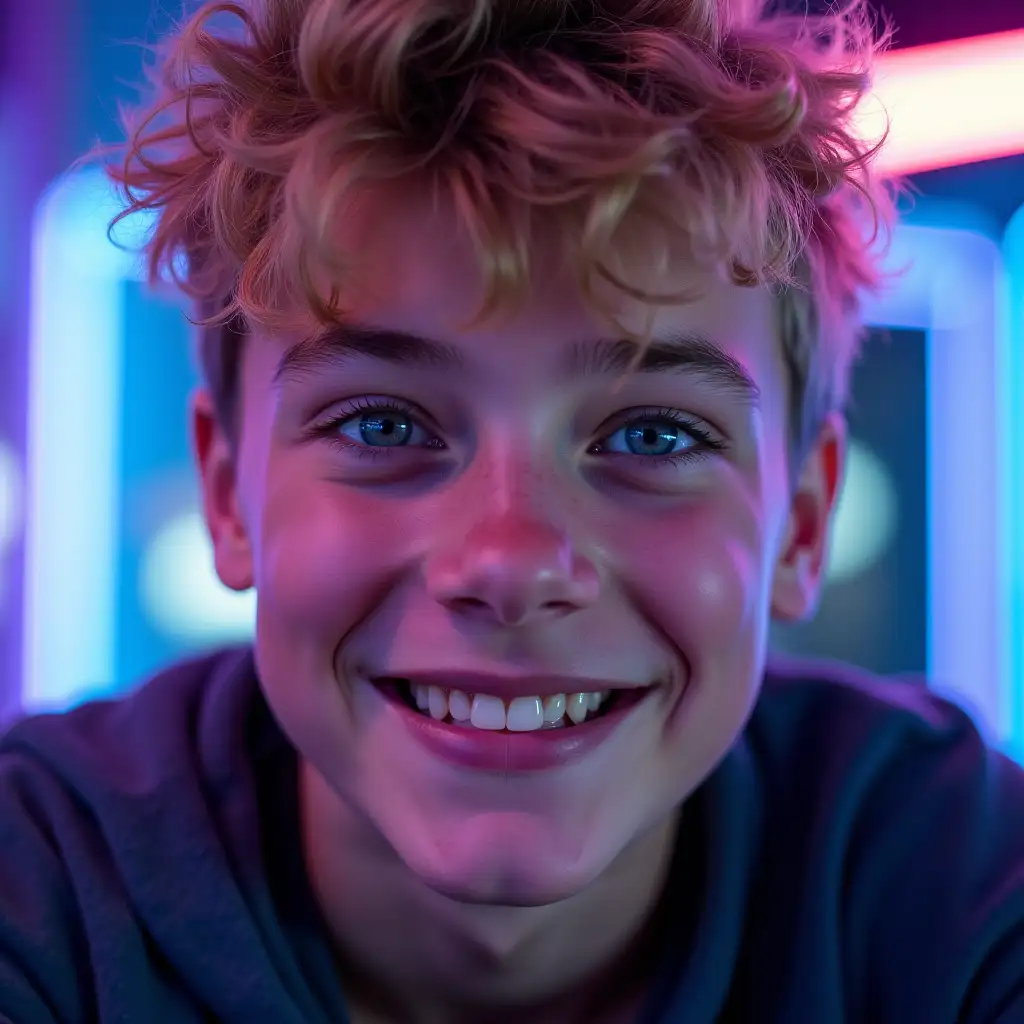 Portrait-of-a-Smiling-Young-Man-with-Neon-Lighting-Effects