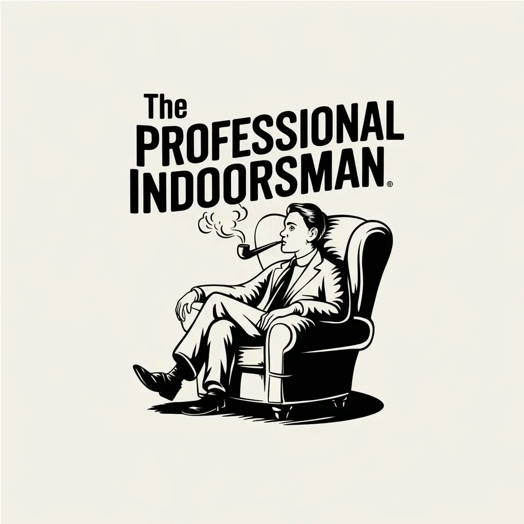 LOGO Design for The Professional Indoorsman A Man Smoking a Pipe in a Comfy Chair