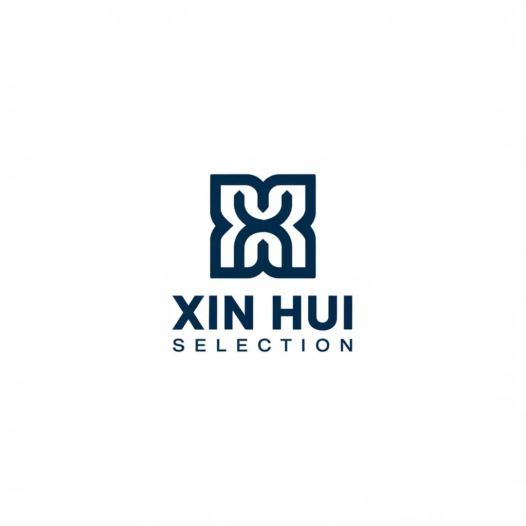 a vector logo design,with the text "Xin Hui selection", main symbol:XH,Minimalistic,be used in Home Family industry,clear background