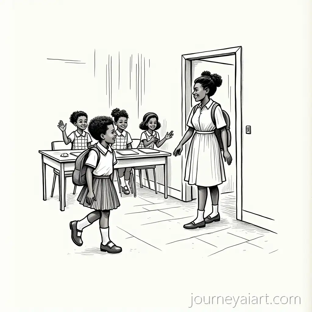 Vintage-BlackandWhite-Classroom-Illustration-with-Smiling-Teacher-and-Students
