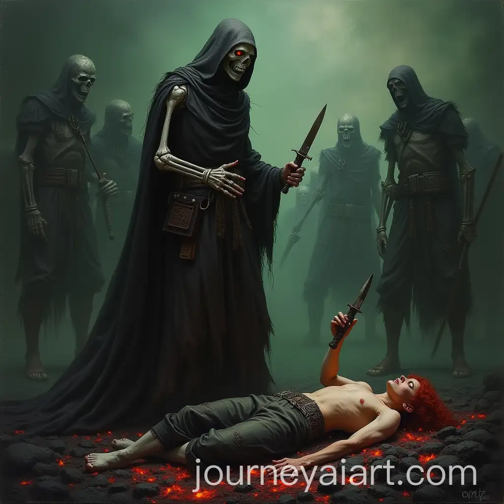 Haunting-Dreamscape-of-Sorcerer-Apprentice-and-Hyborian-Witch-in-Dark-Fantasy-Oil-Painting