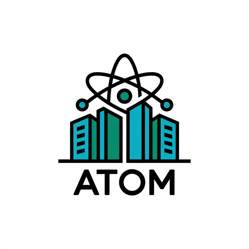 LOGO Design for ATOM Apartment Complex Symbol with Atom Motif for Real Estate