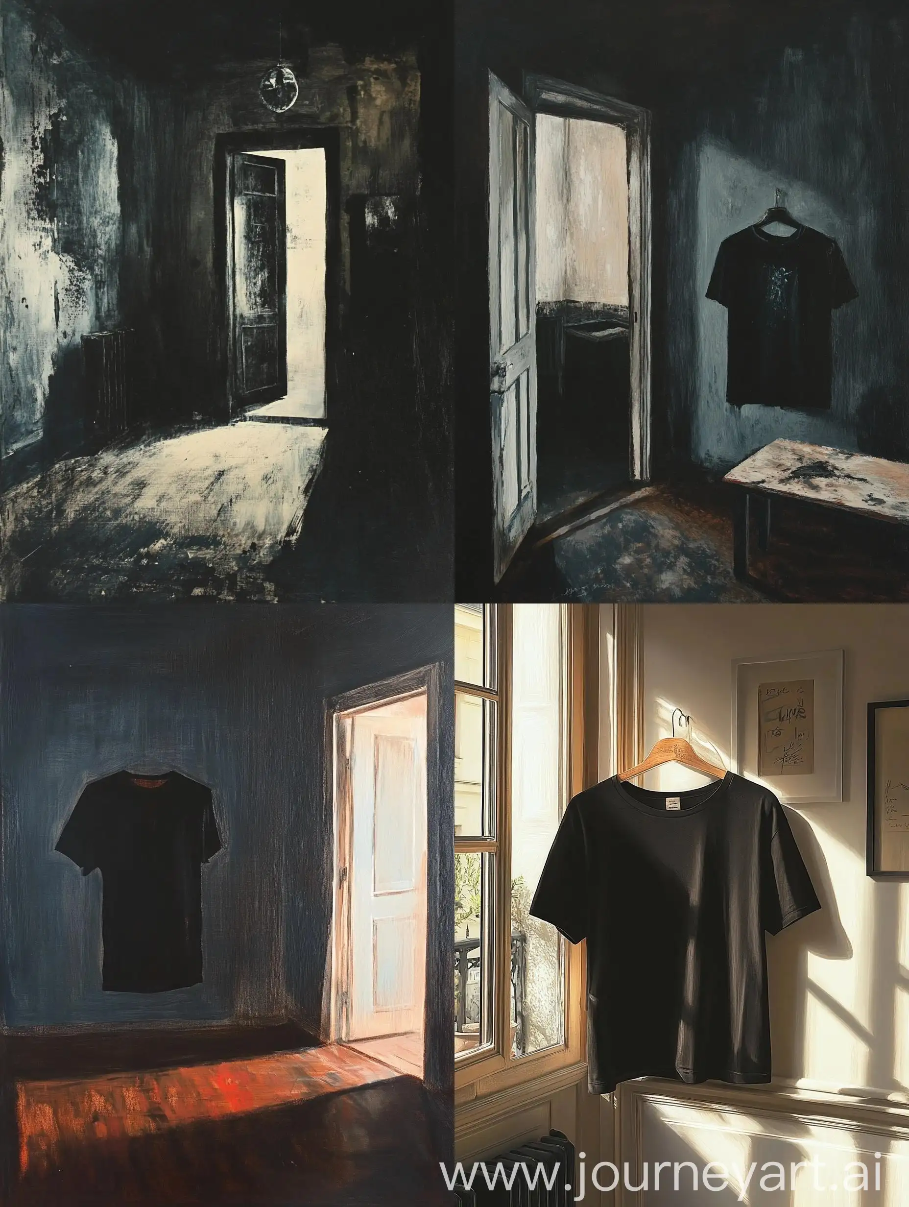 Man-in-Black-TShirt-Standing-in-Contemporary-Room