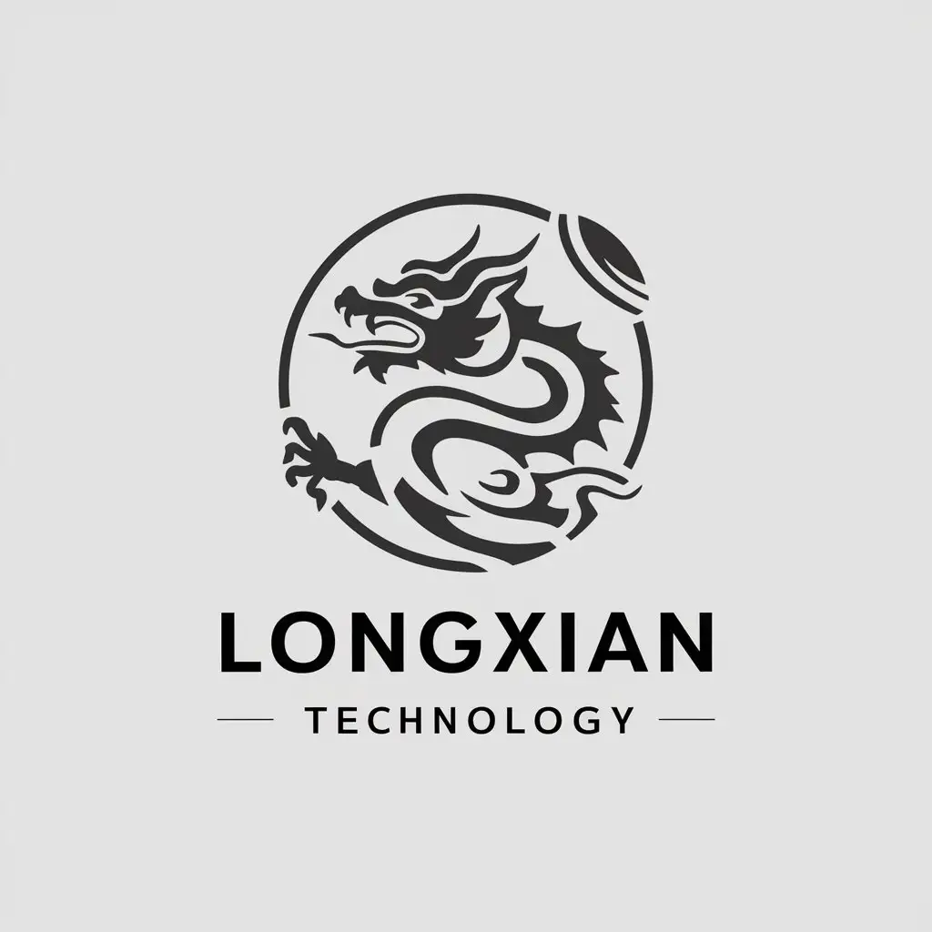 a vector logo design,with the text "Longxian Technology", main symbol:China dragon,Moderate,be used in Technology industry,clear background