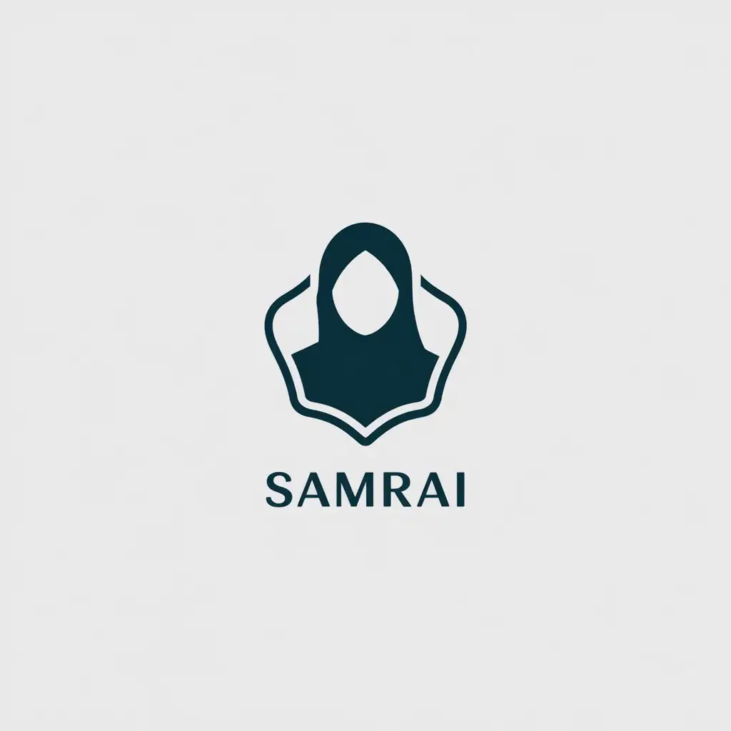 a vector logo design,with the text "SamRAi", main symbol:Muslim woman,Minimalistic,clear background