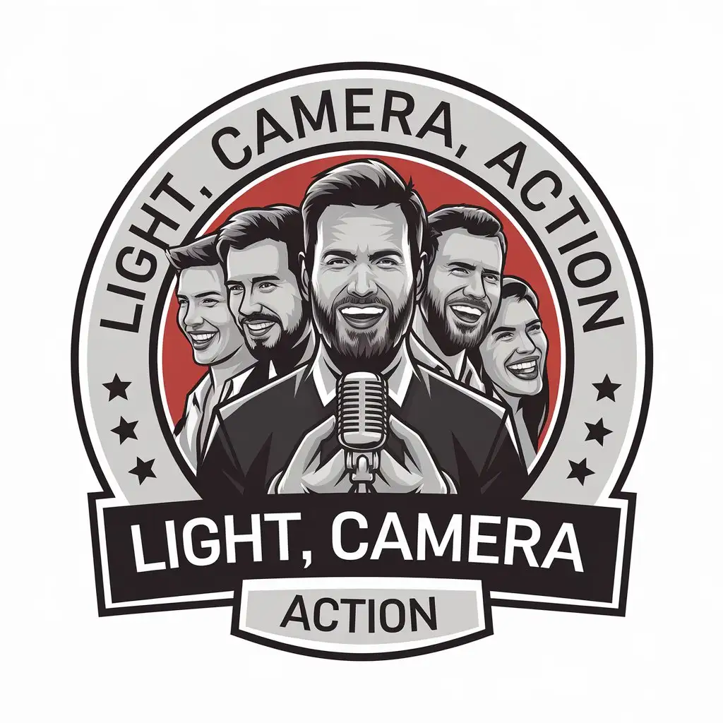 LOGO Design for Light Camera Action Vector Logo Featuring Laughter and a Microphone for the Entertainment Industry