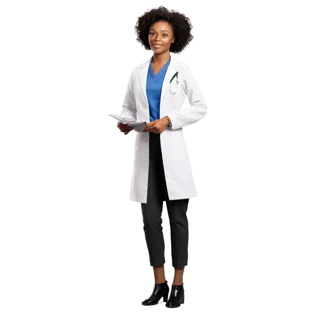 Professional-PNG-Image-of-a-Black-Female-Pharmacist-Enhancing-Healthcare-Visuals