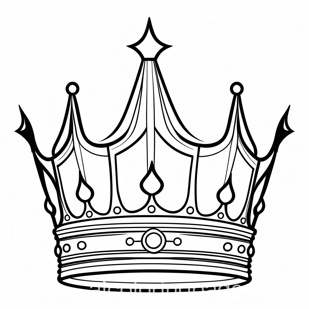 a giant crown for a king, Coloring Page, black and white, line art, white background, Simplicity, Ample White Space. The background of the coloring page is plain white to make it easy for young children to color within the lines. The outlines of all the subjects are easy to distinguish, making it simple for kids to color without too much difficulty