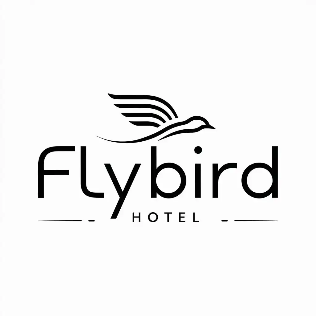 a logo design,with the text "flybird", main symbol:fly bird,Moderate,be used in hotel industry,clear background