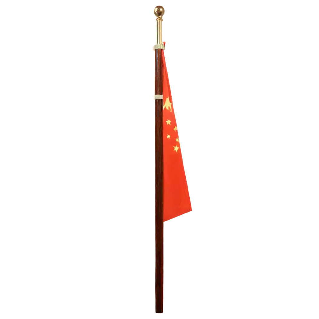 Chinese-Flag-on-Shiny-Wood-Pole-PNG-Image-Symbol-of-Tradition-and-Elegance