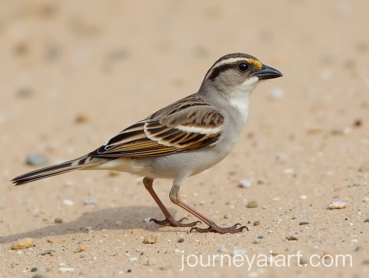 Socotra-Sparrow-Perched-on-Branch-in-Desert-Landscape