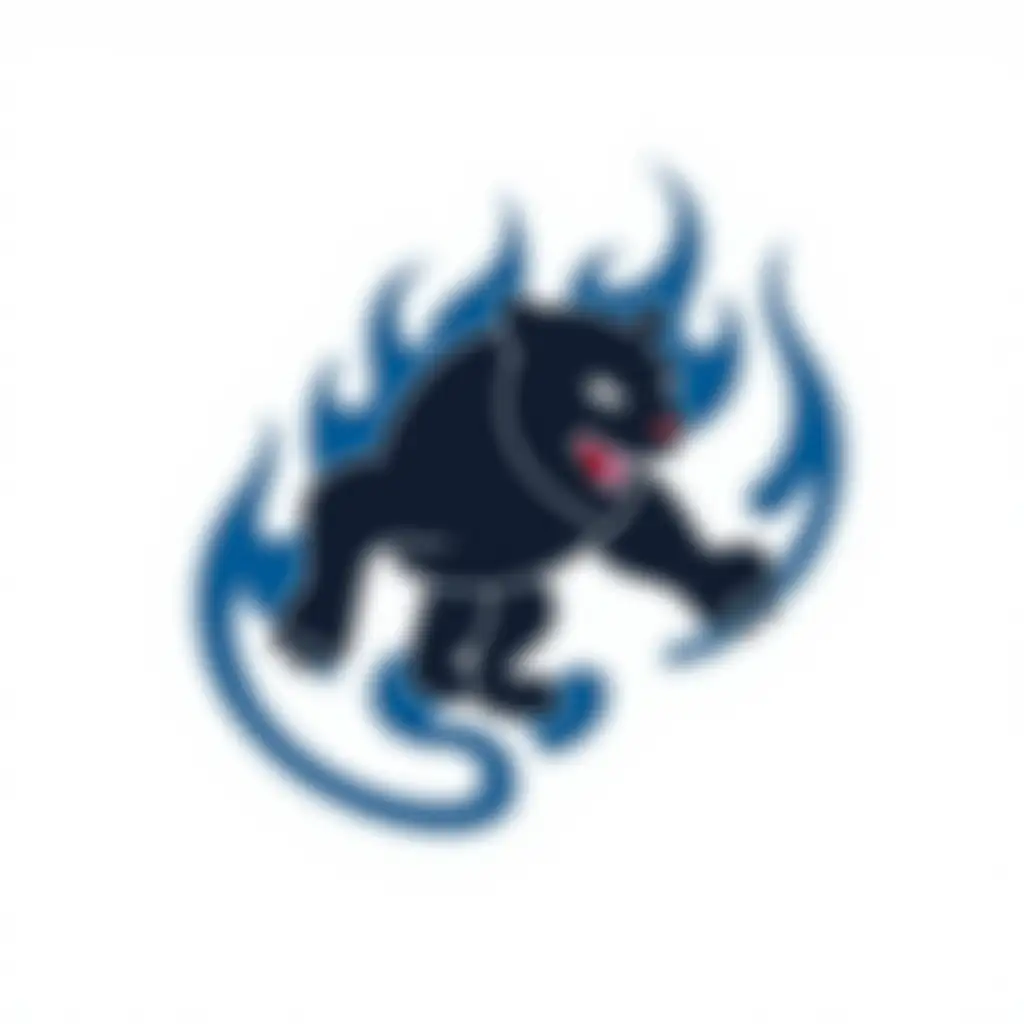 Minimalistic-Sport-Club-Logo-with-Black-Panther-and-Blue-Flames-on-White-Background