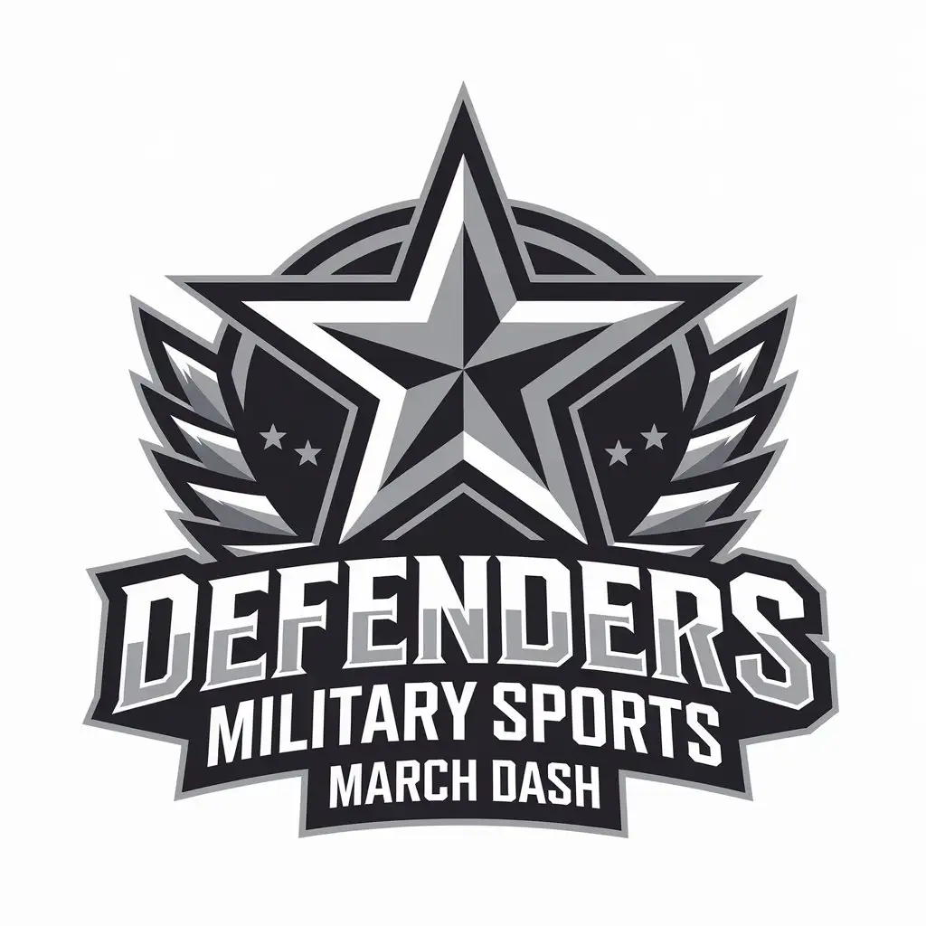 a vector logo design,with the text "Defenders military sports march dash", main symbol:Star,Moderate,be used in Others industry,clear background