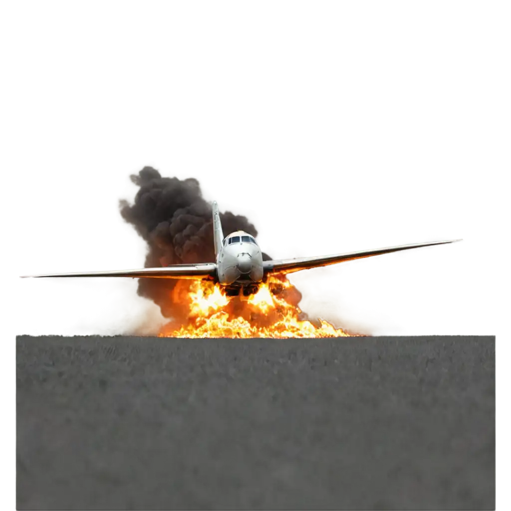 Fiery-Plane-Crash-PNG-Image-Dramatic-Scene-with-Black-Smoke-and-Sparks