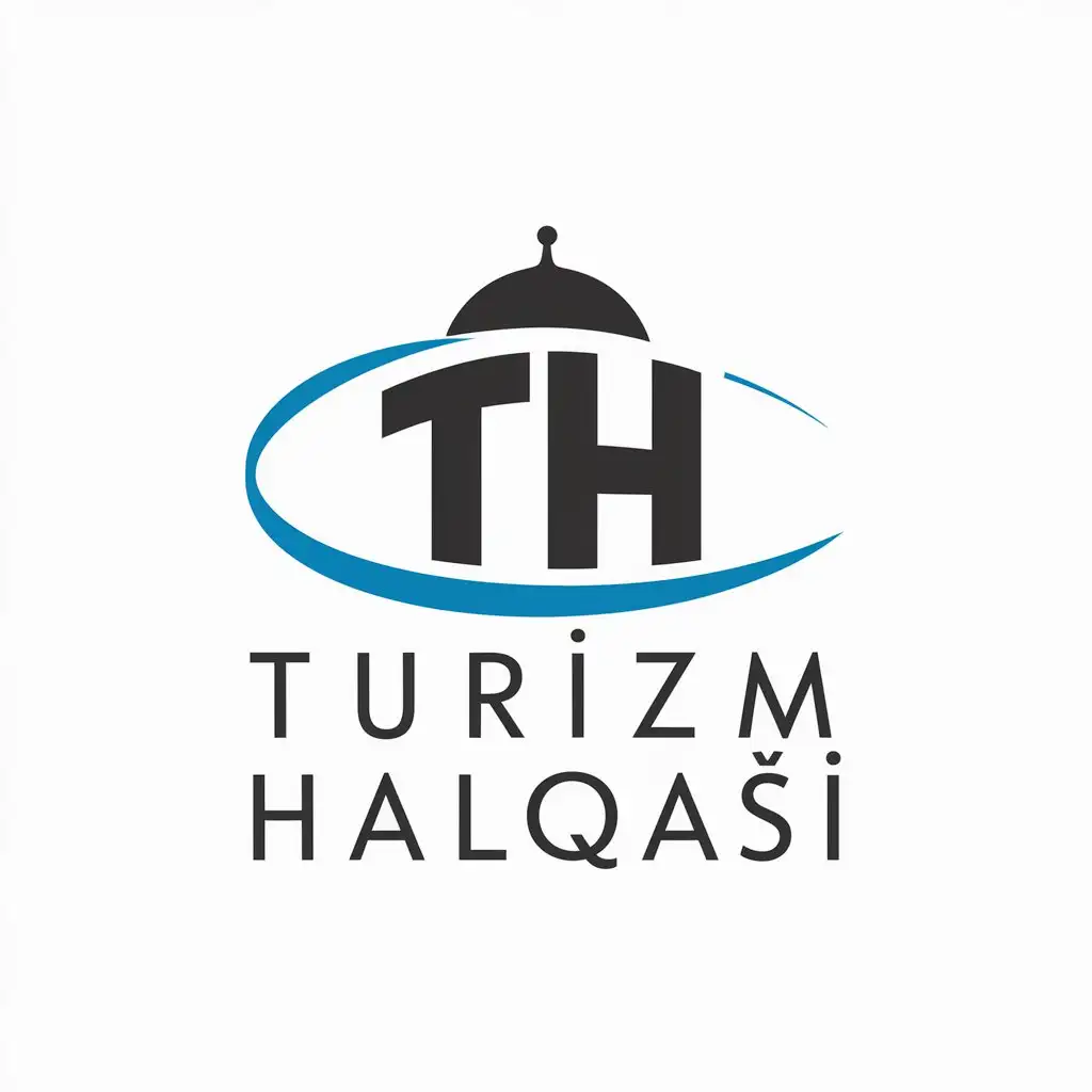 LOGO Design For Turizm Halqasi Modern TH Symbol with Dome in Blue and Black