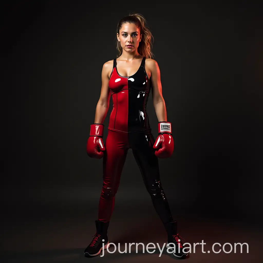 Young-Woman-in-BlackRed-Latex-Outfit-with-MMA-Gloves