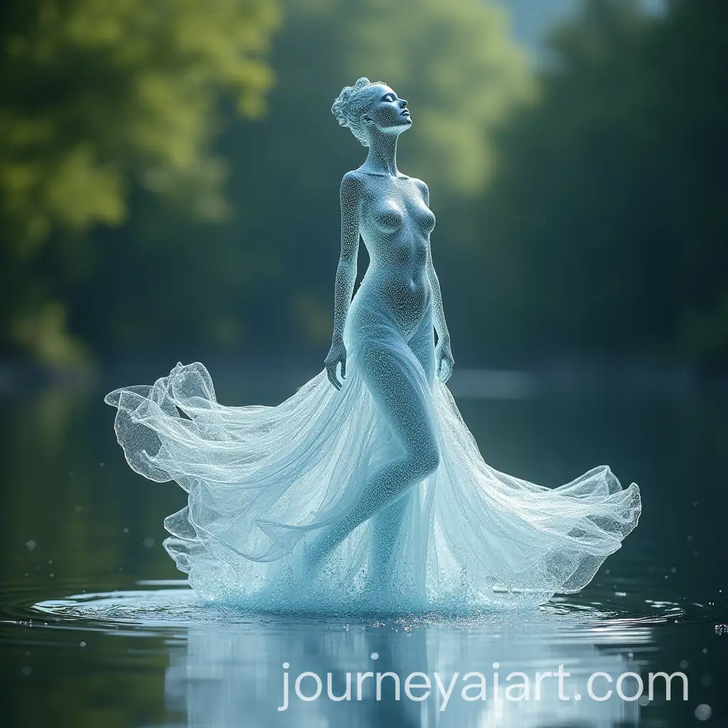 Graceful-Water-Dancer-in-Flowing-Water-Gown-on-Reflective-Surface