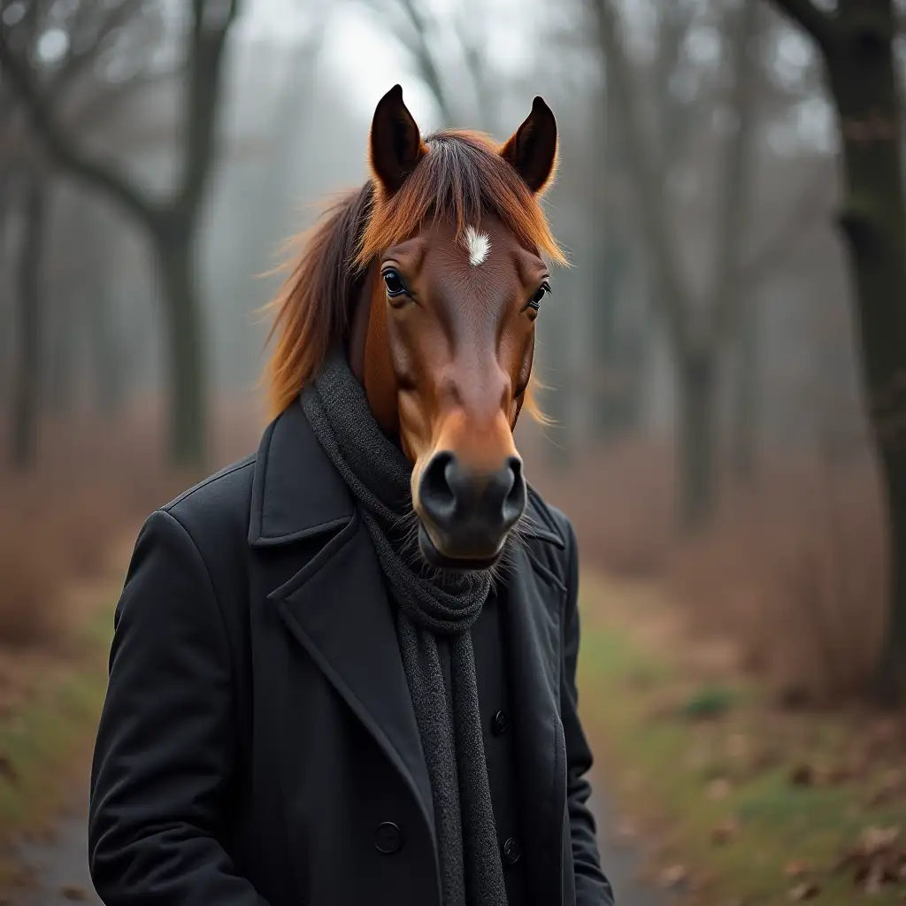 horse in overcoat