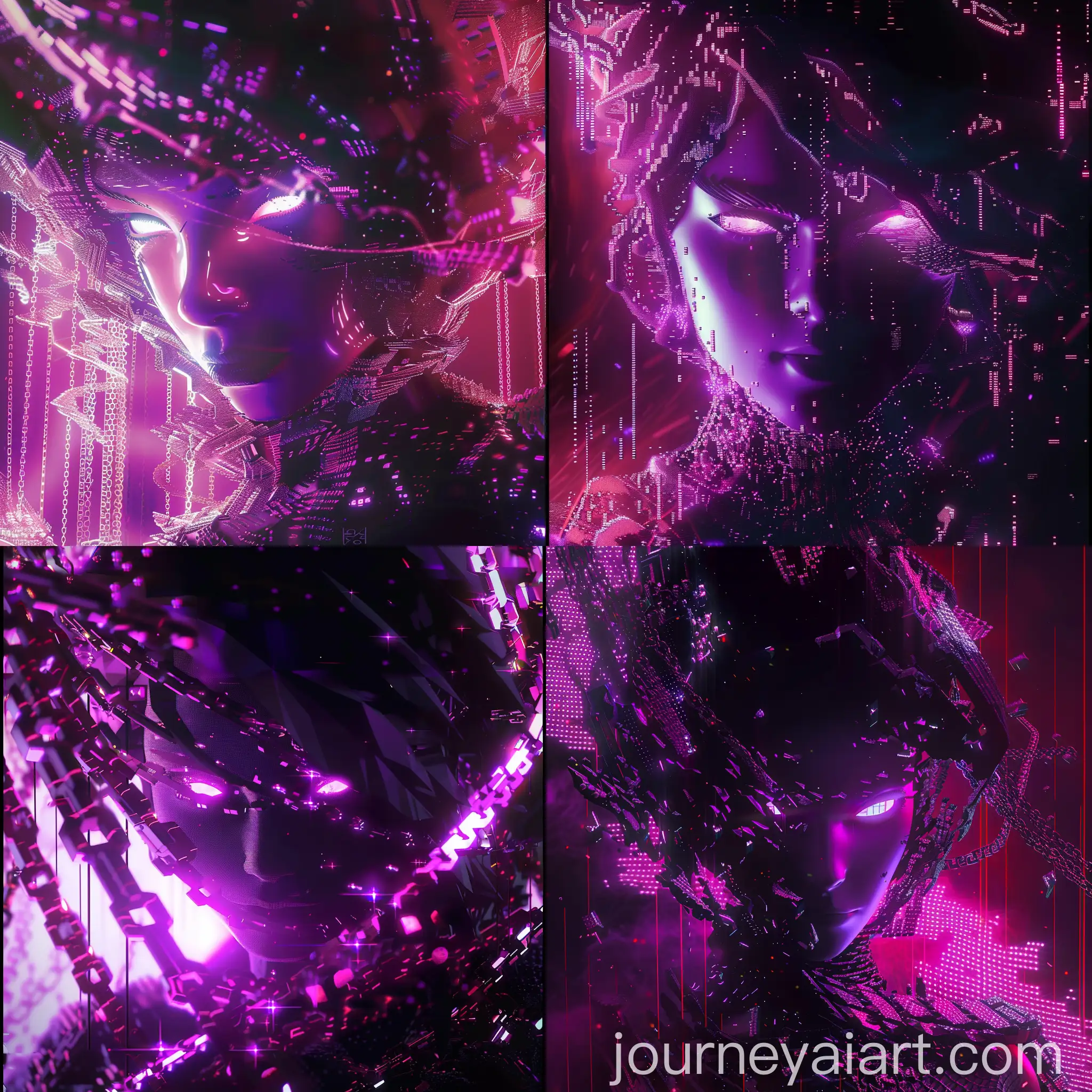 Digital-Artwork-of-Girl-Surrounded-by-PinkishPurple-Crystalline-Structures