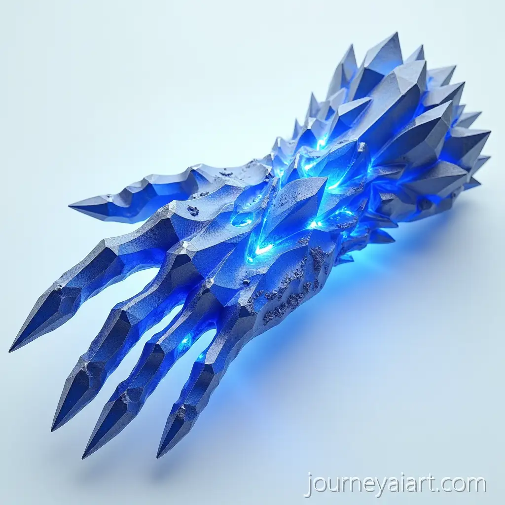 Elegant-Translucent-Blue-Crystal-Gauntlet-with-Sharp-Claws-on-Female-Hand