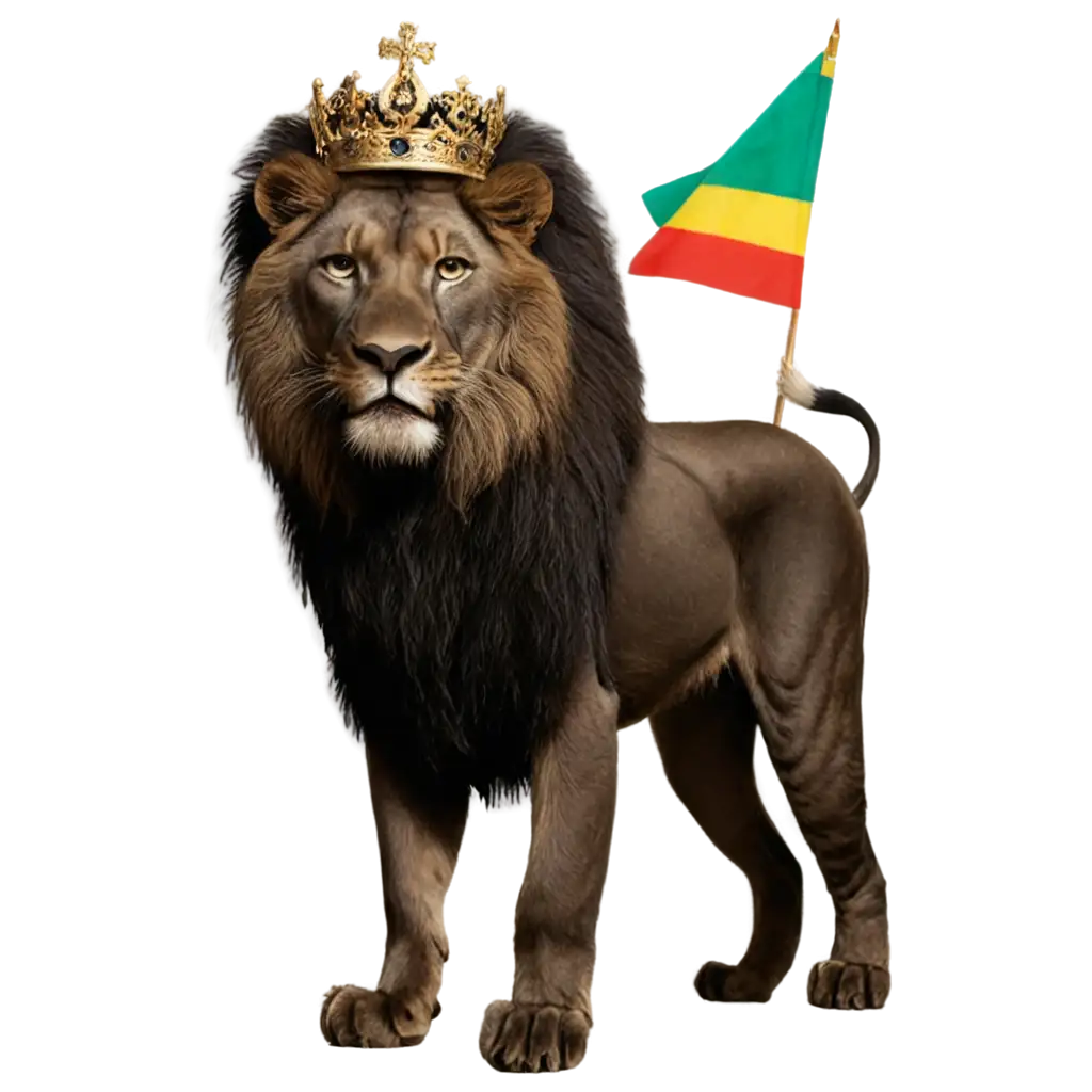 Black-Lion-with-King-Crown-Holding-Ethiopian-Flag-PNG-Image