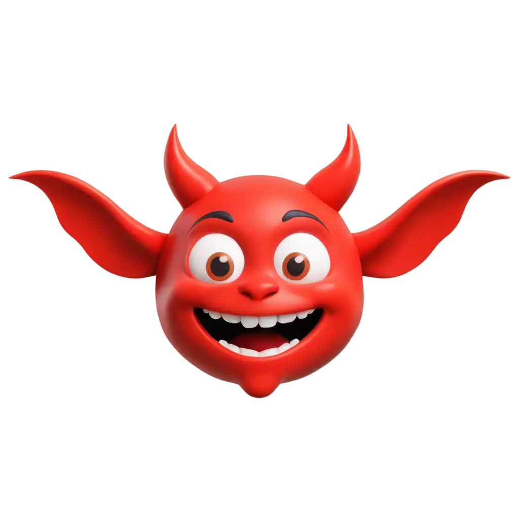 Emoji of bright red little devil's head smiling