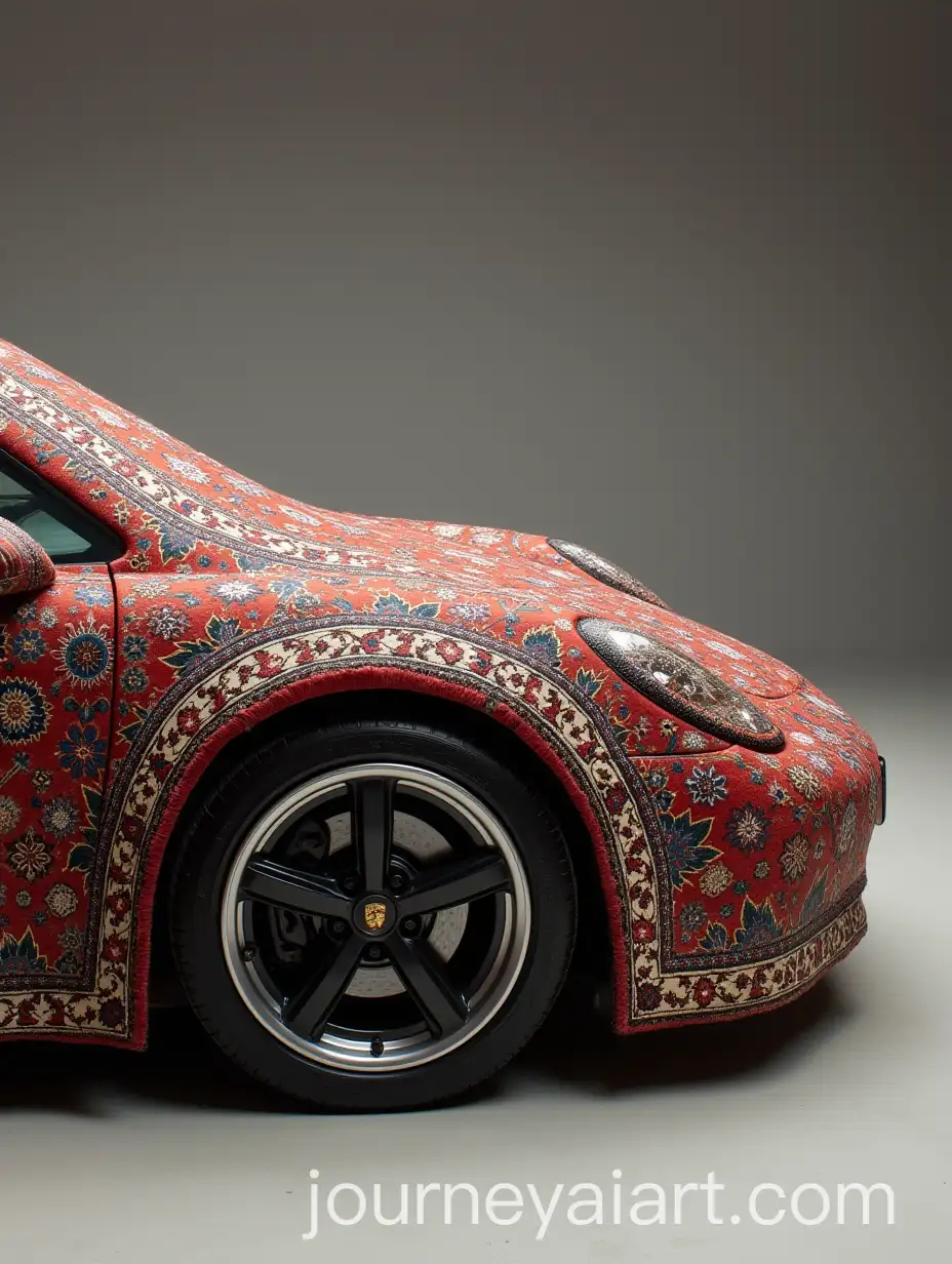 Porsche-Wrapped-in-TraditionalAI-Art-Prompt-Expansion-Persian-Carpet-Design-Viewed-from-Side-Angle