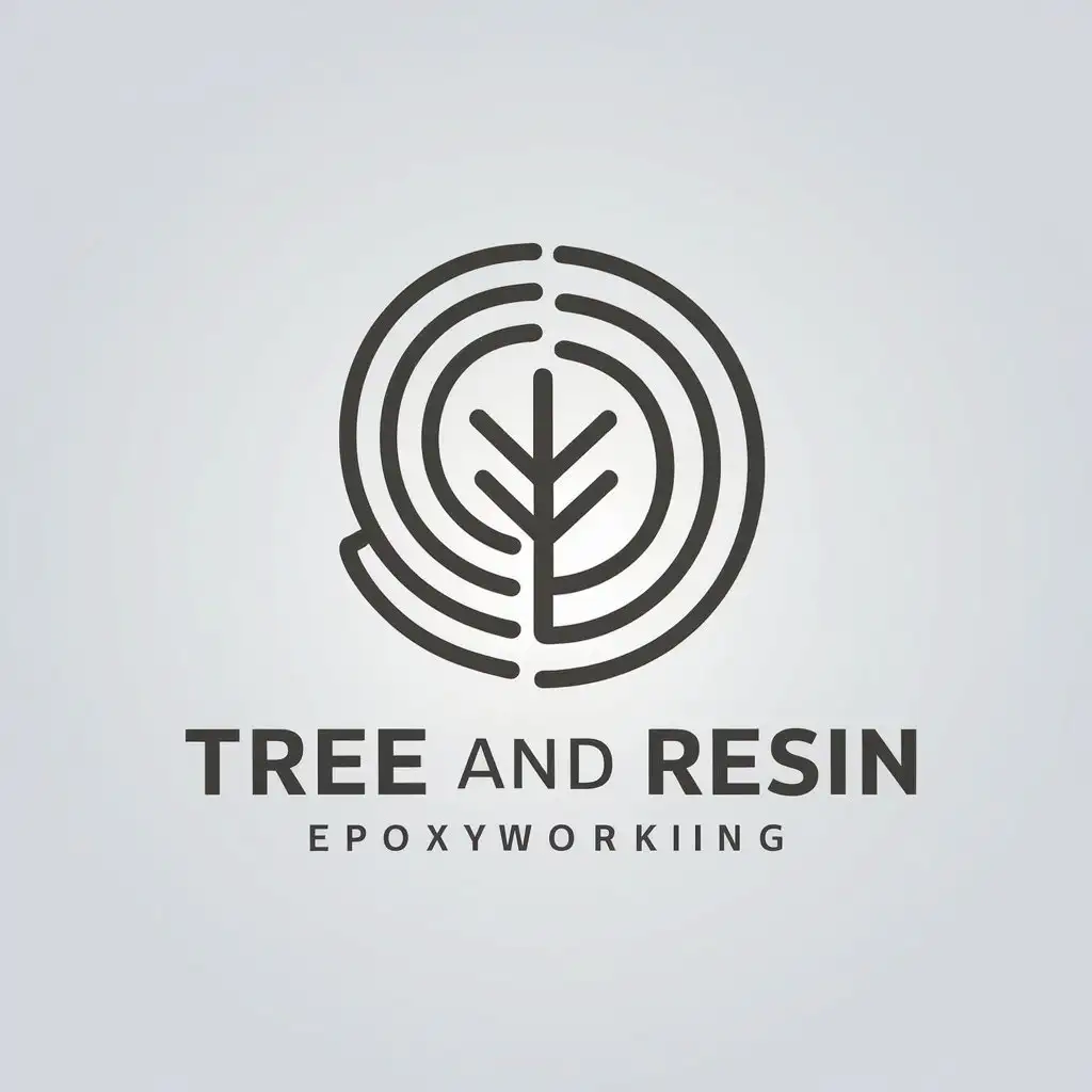 a vector logo design,with the text "Tree and resin", main symbol:slab tree and epoxy resin,Minimalistic,be used in Woodworking industry,clear background