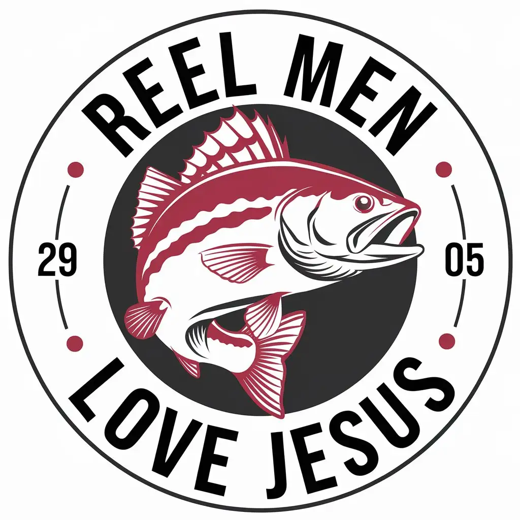 LOGO Design for Reel Men Love Jesus Simple Vector with Saltwater Fish Redfish Trout Flounder and Modern Tshirt Style