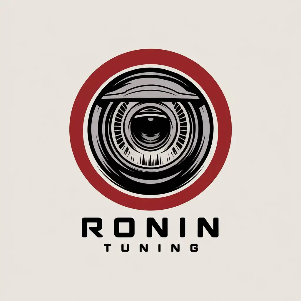 a vector logo design,with the text "Ronin tuning", main symbol:Japanese style, headlight repair, detailing,Moderate,clear background