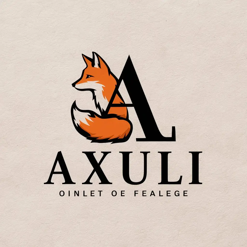 a vector logo design,with the text "AXULI", main symbol:A fox in the form of an elegant capital letter 'A' from the side, you can see the tail.,complex,clear background