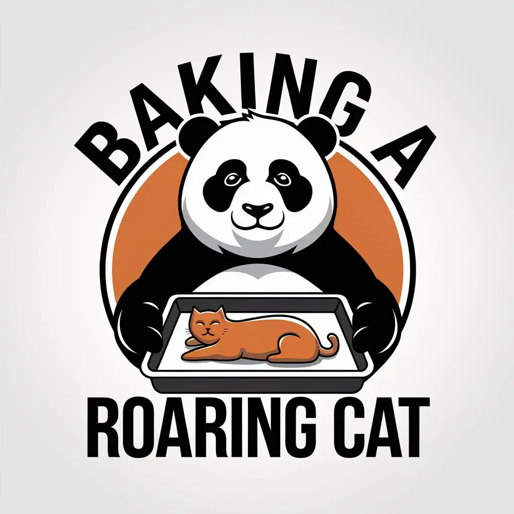 a vector logo design,with the text "baking a roaring cat", main symbol:Panda/baking/fire,Moderate,be used in Restaurant industry,clear background