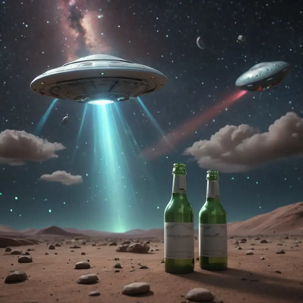 UFO-Abducting-Bottles-in-Cosmic-Space-Scene