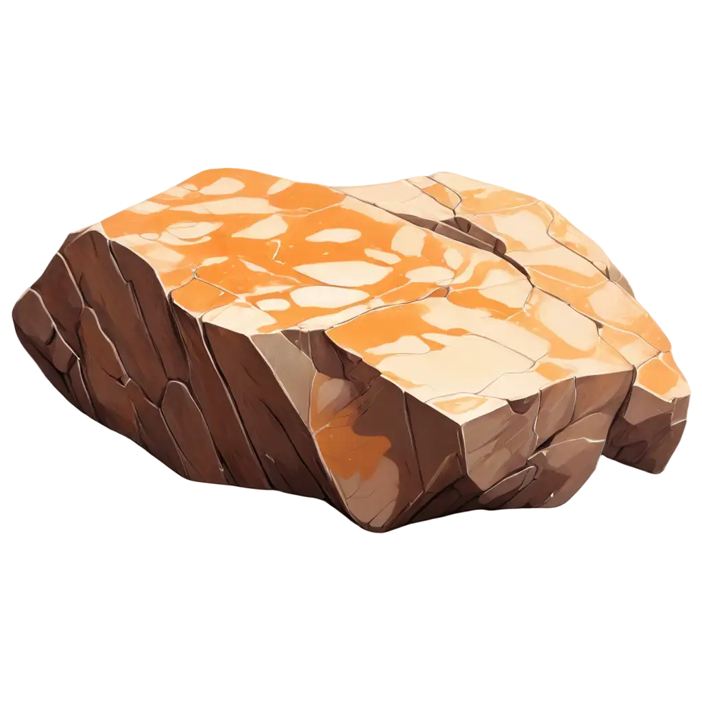 Close-Up-of-Glowing-Flat-Ochre-Marbled-Rock-PNG-for-Video-Game-Style-Imagery