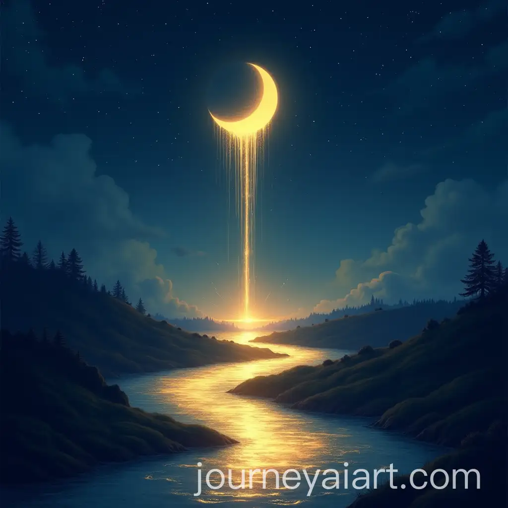 Magical-Night-Landscape-with-GlowingAI-Image-Prompt-Expansion-Golden-River-Under-Luminous-Crescent-Moon