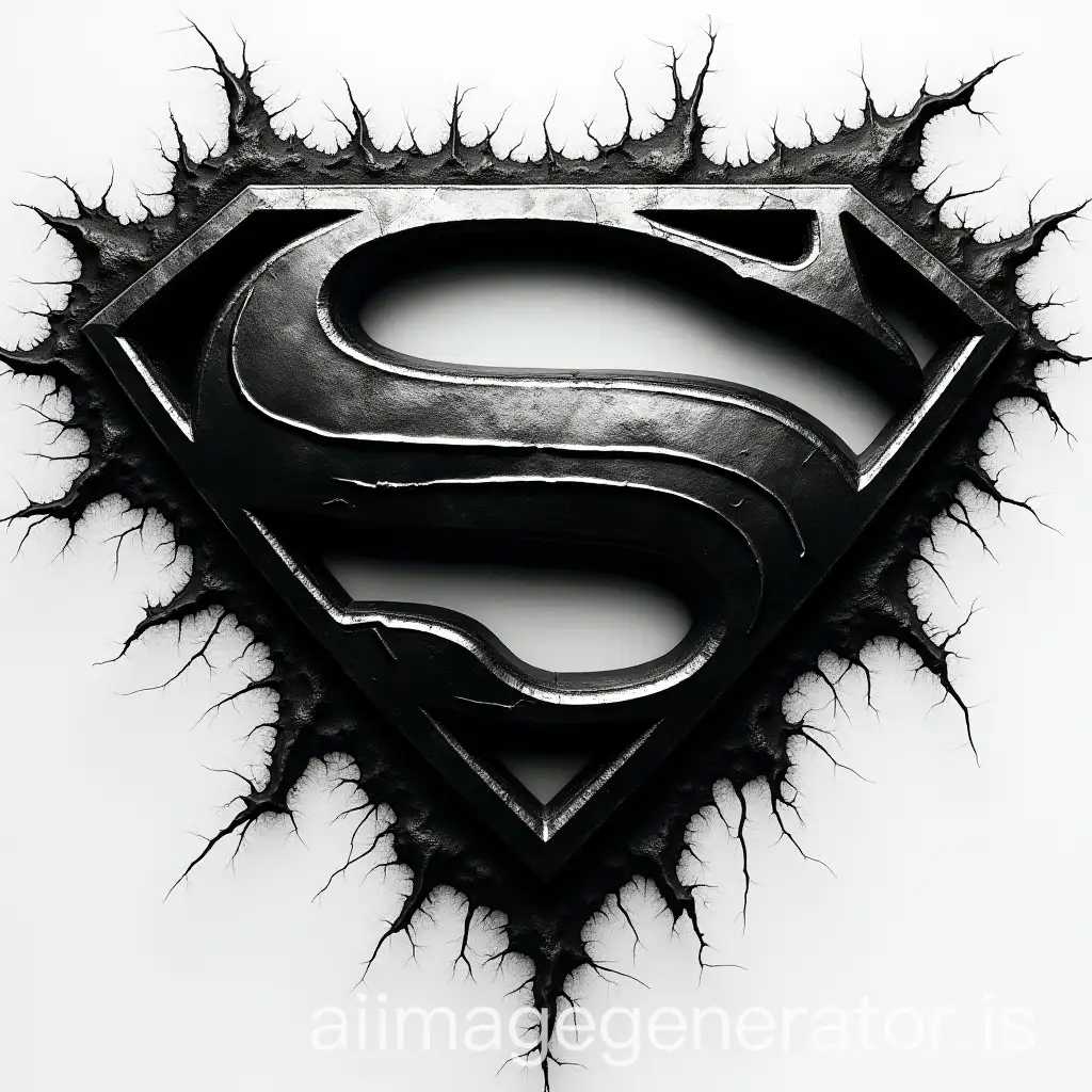 Somber-Black-and-White-Superman-Logo-with-Prominent-Breaks