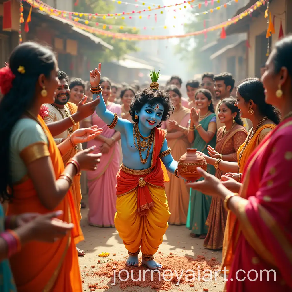 Joyful-Celebration-Lord-Krishna-Breaking-Clay-Pot-with-Friends