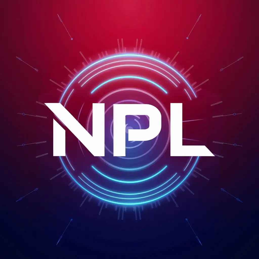 LOGO-Design-for-NPL-Red-Background-Blue-Font-Futuristic-Minimalistic-Design