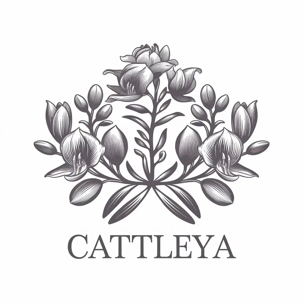 LOGO Design for CATTLEYA Purple Orchid Flower Symbolizing Elegance and Relaxation