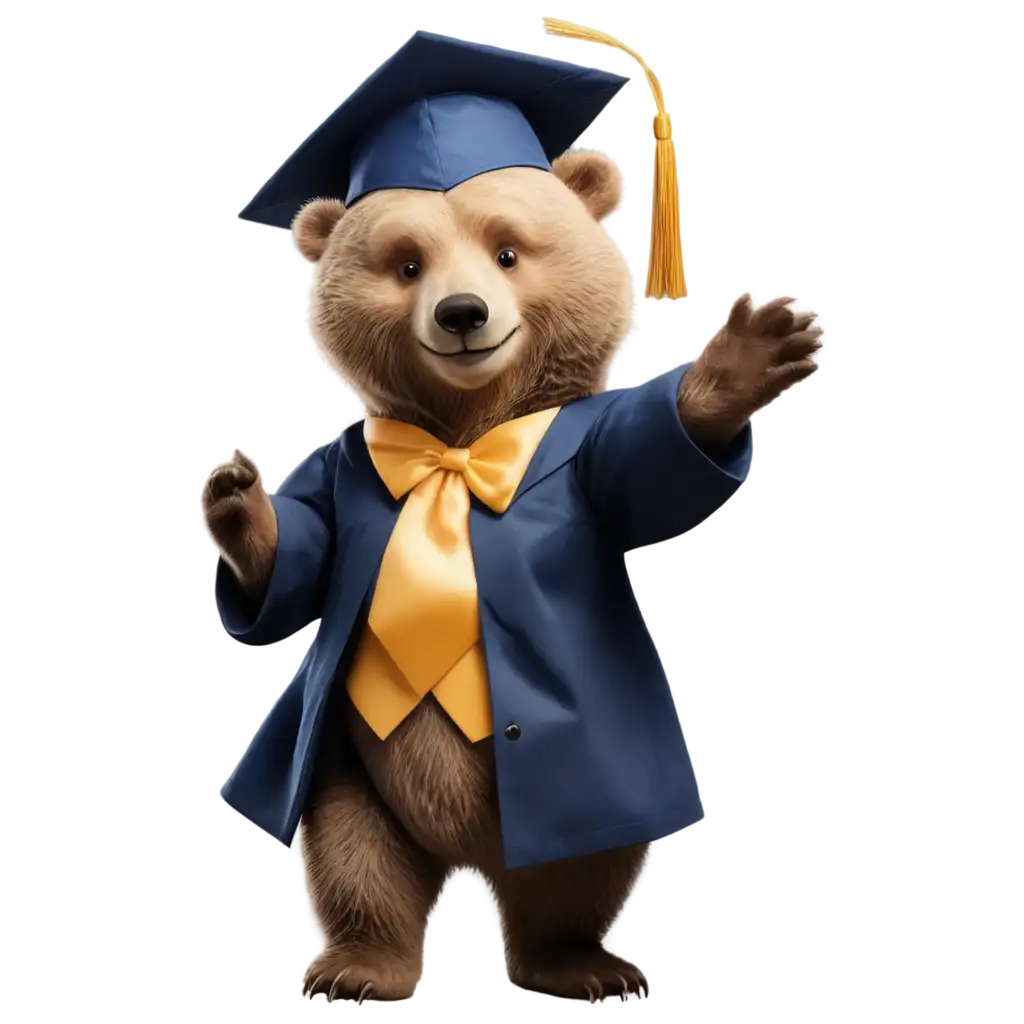 Realistic-Graduate-Bear-PNG-Dancing-in-Graduation-Outfit-with-Diploma