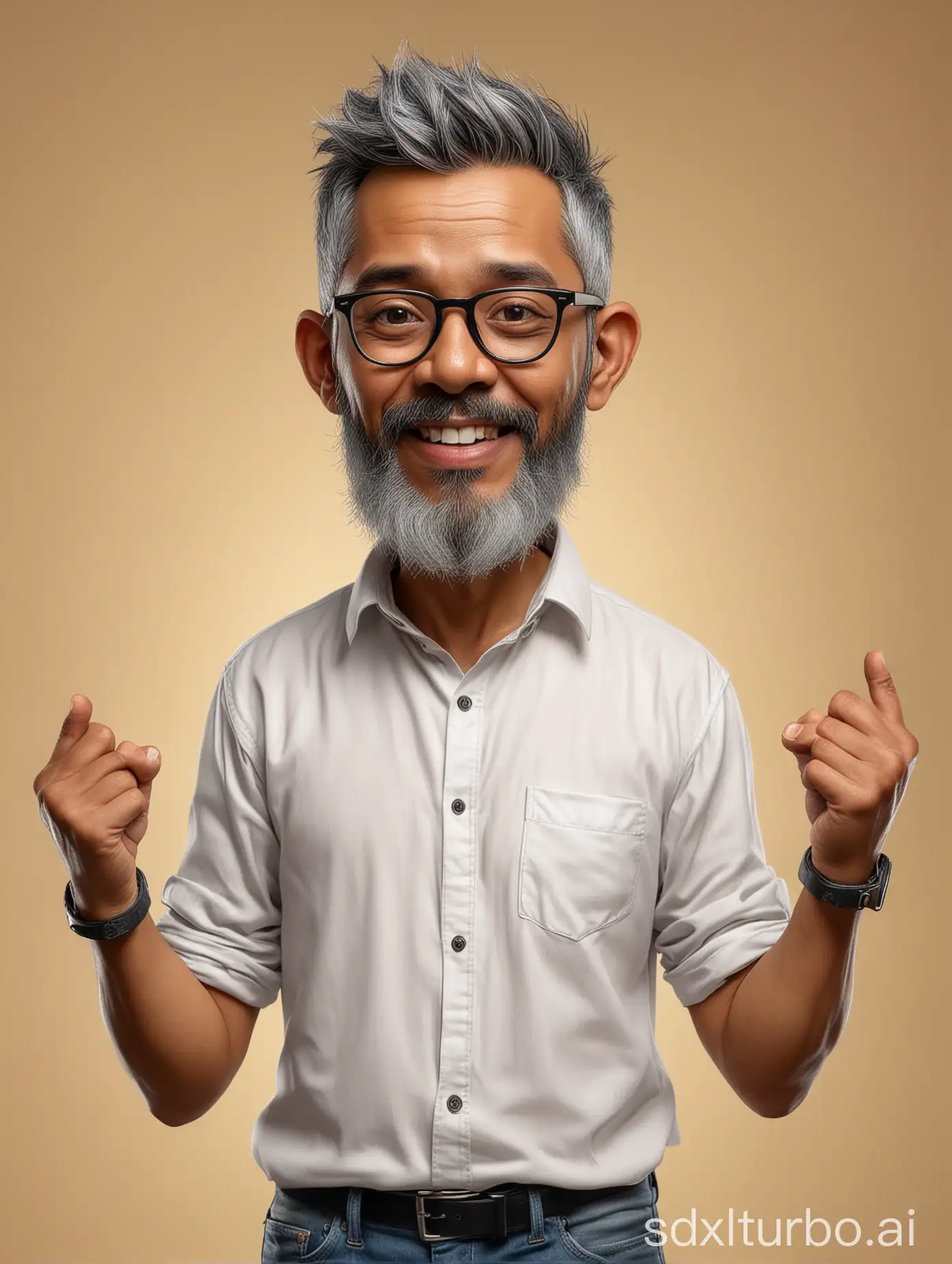 Portrait-of-a-Serene-Indonesian-Man-with-Gray-Hair-and-Glasses-on-Solid-Gold-Background