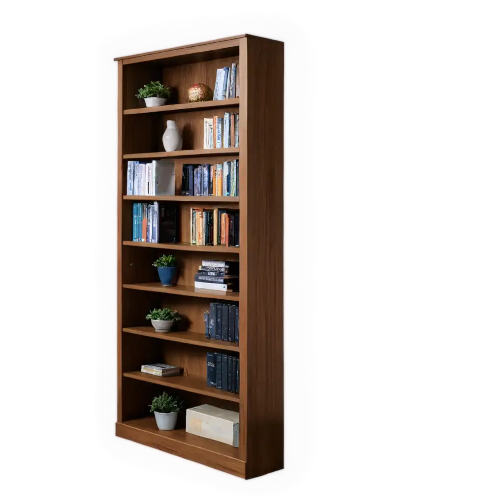 Elegant-Bookcase-PNG-Image-Enhancing-Digital-Libraries-with-Clarity