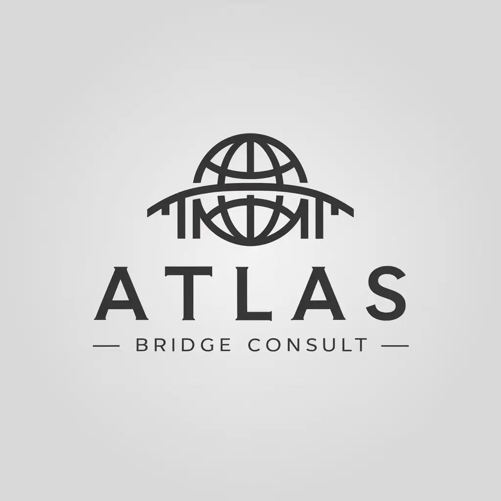 LOGO Design for Atlas Bridge Consult Globe Bridge Symbol for Finance Industry with Modern Style