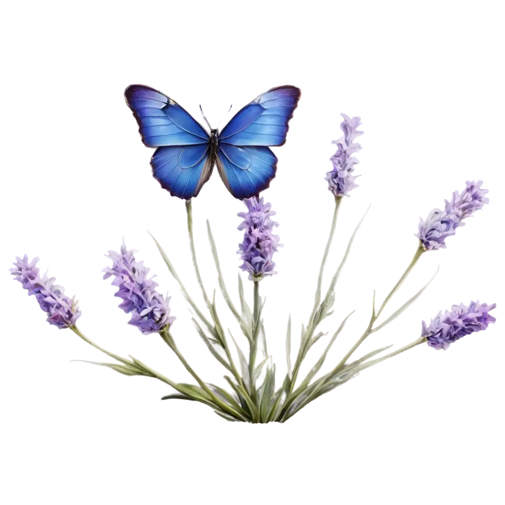 Beautiful-Blue-Royal-Butterfly-on-Lavender-PNG-Image-for-HighQuality-Visuals